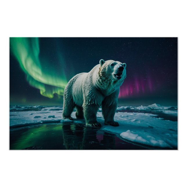 Póster Oso Polar y Arte Aurora (Anverso)