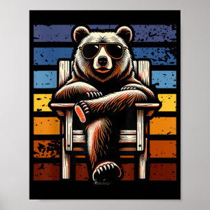 Póster Oso Retro Genial con Gafas de Sol 70s 80s 90s Nove