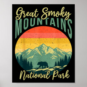 Póster Oso retro parque nacional de las grandes montañas