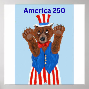 Póster Oso Tío Sam América 250