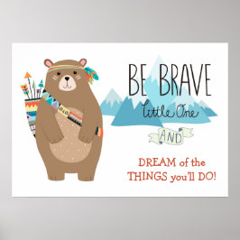 Póster Oso Tribal Valiente Cute Guardería