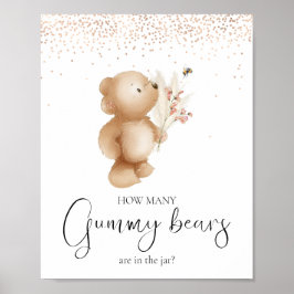 Póster Oso y Abeja | ¿Cuántos? Juego para Baby Shower