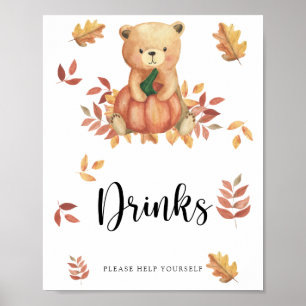 Póster Oso y calabaza - Las bebidas te ayudan a ti mismo