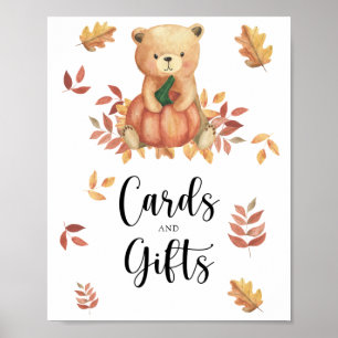 Póster Oso y calabaza - tarjetas y regalos baby shower