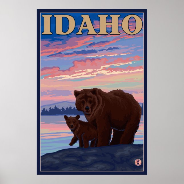 Póster Oso y peine - Idaho (Frente)