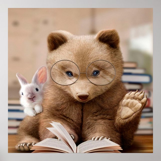 Póster OSO Y RABBIT|regalo para el amante del conejo (Frente)