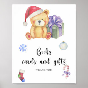 Póster Oso y regalo de Navidad - cartel de libros, tarjet