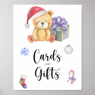 Póster Oso y regalo de Navidad - tarjetas y regalos baby 
