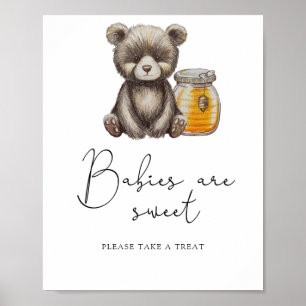 Póster Oso y tarro de miel - los bebés son dulces
