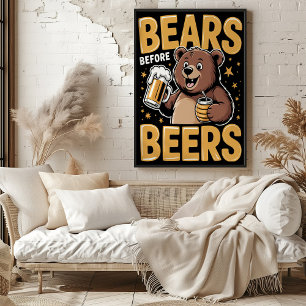Póster Osos Antes De Las Cervezas Ilustracion Alegre