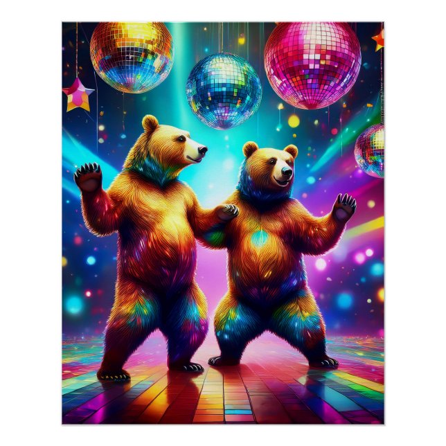 Póster Osos Bailando En La Discoteca (Anverso)