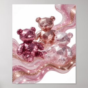 Póster Osos de peluche de plata con tres diamantes