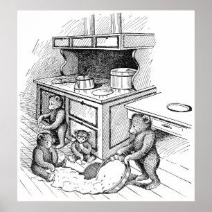 Póster Osos de peluche hacen un desfile en la cocina