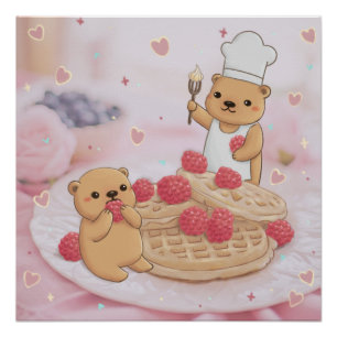Póster Osos de peluche y waffles