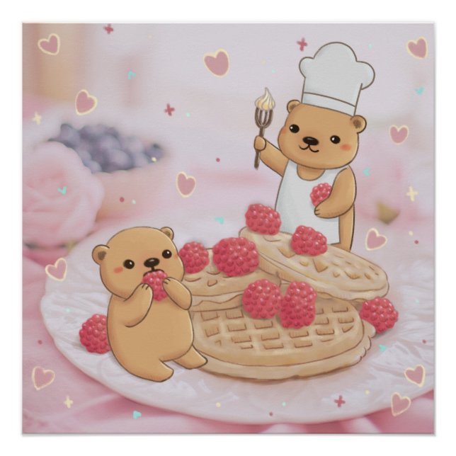 Póster Osos de peluche y waffles (Anverso)