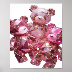 Póster Osos de piedras preciosas rosadas llamativas con a