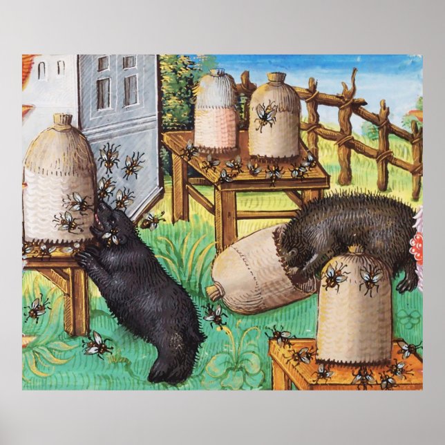Póster OSOS LADRILLOS, ABEJAS, BEE CUENTA CON Apiarista M (Frente)