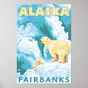 Póster Osos Polares y Cubo - Fairbanks, Alaska