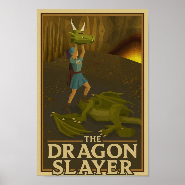 Póster OSRS (Old School RuneScape) Dragon Slayer Victory (Frente)