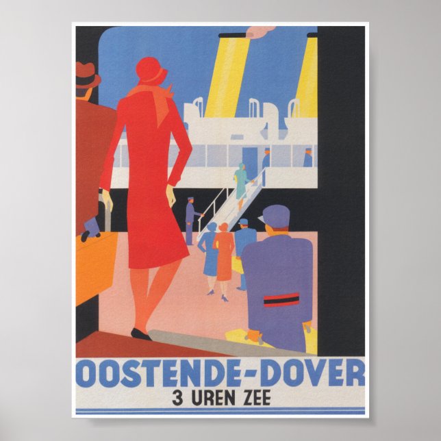 Póster Ostend Dover Poster de Viajes Vintage Bélgica (Frente)