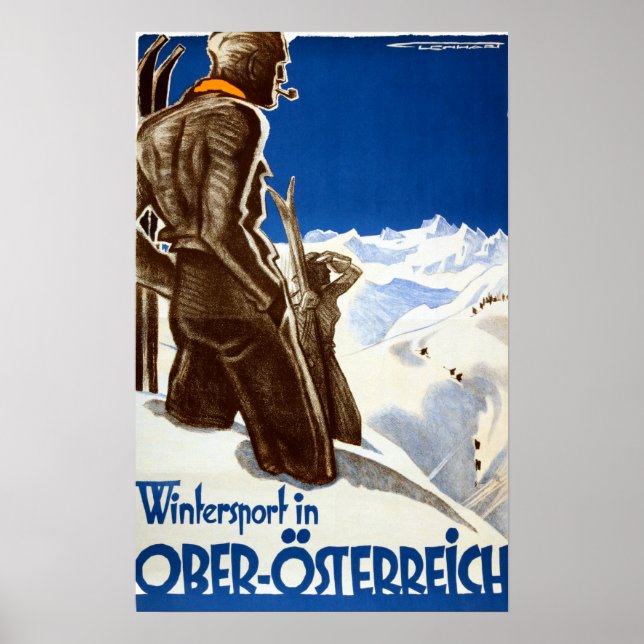Póster " Österreich: 1930er/heute Oö - Wintersport Reise (Frente)