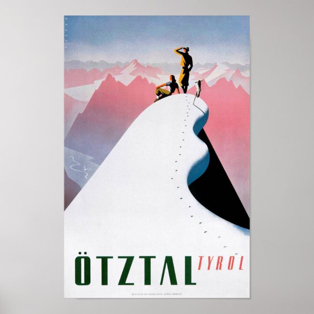 Póster " Österreich: 1930er/heute Tirol - Winter Reise  (Frente)