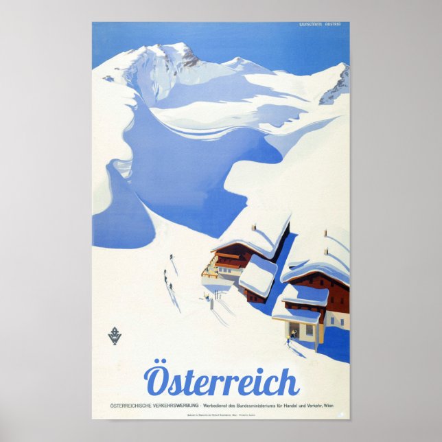 Póster " Österreich: 1940er/heute  Winterurlaub Reise  Po (Frente)