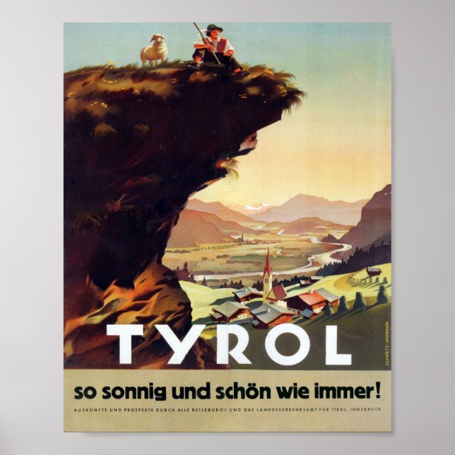 Póster "Österreich: 1947/heute Tirol - Sommer Reise (Frente)