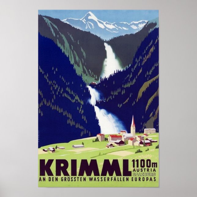 Póster " Österreich: 2021/heute - Krimler Wasserfälle (Frente)