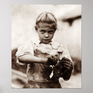 Póster Ostra joven Shucker - Lewis Hine - 1913
