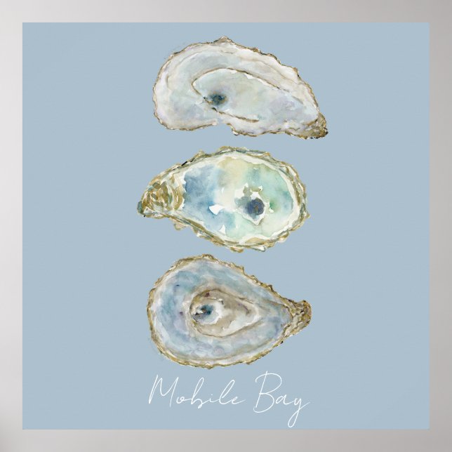 Póster Ostras de acuarela (Frente)