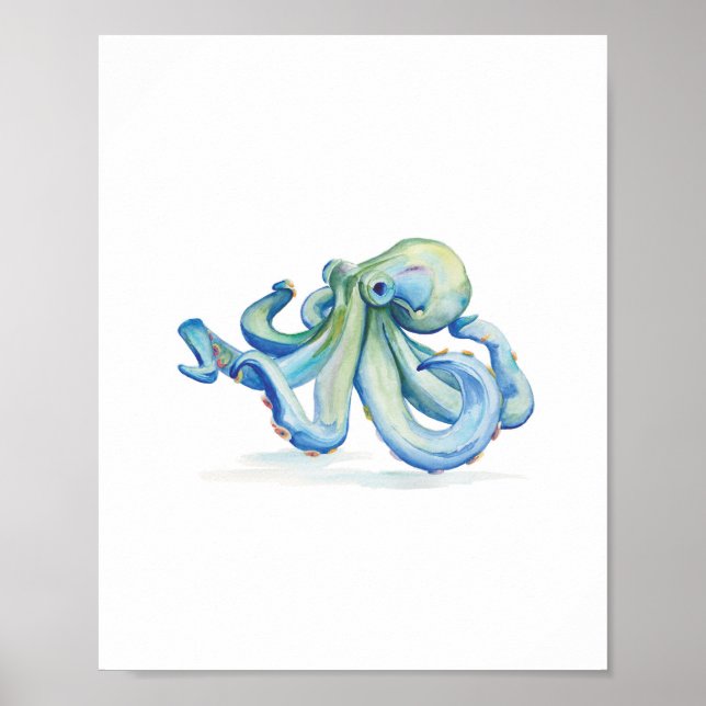 Póster Otojo azul acuarela (Frente)
