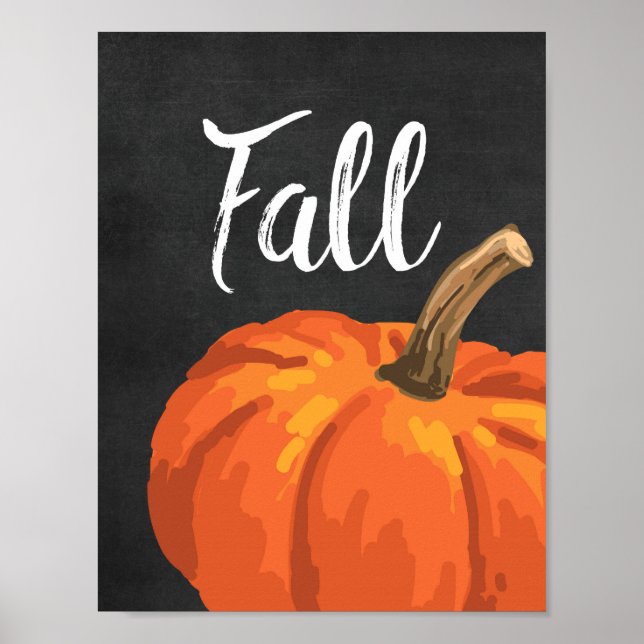 Póster Otoño - Calabaza de Acción de Gracias en la pizarr (Frente)