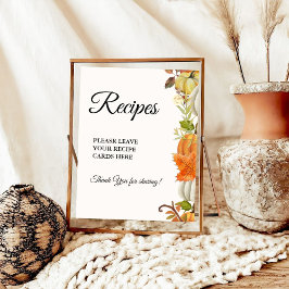 Póster Otoño Calabaza Deja tus Recetas Despedida de solte