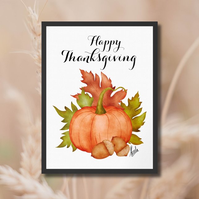 Póster Otoño Calabaza Rustica Feliz Día de Acción de Grac (Subido por el creador)
