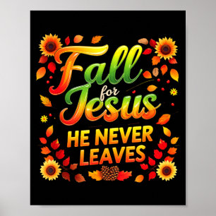 Póster Otoño cristiano día de acción de gracias Jesús Mi