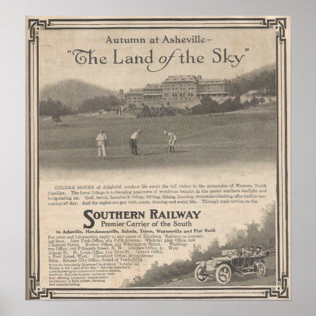 Póster Otoño de 1913 en Asheville (Frente)