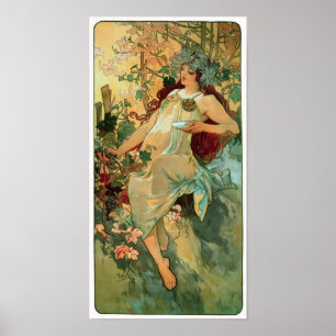 Póster Otoño de Alphonse Mucha ~ Poster de Art Nouveau