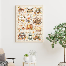 Póster Otoño de la Vintage Estética favorita de antigüeda