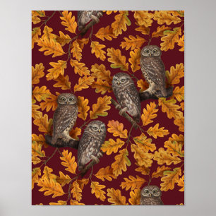 Póster Otoño de otoño en rojo oscuro