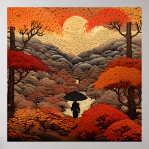 Póster Otoño de Ukiyo-e Japón