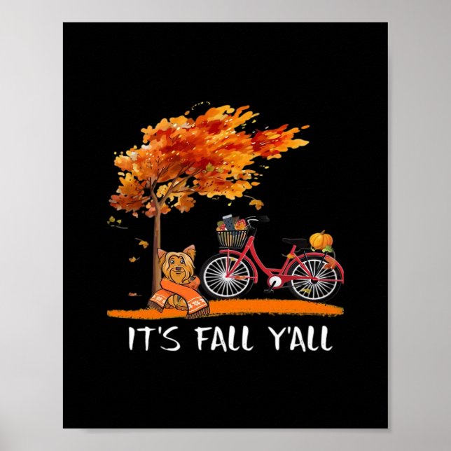 Póster Otoño de Yorkshire Kawaii Yorkie es el otoño (Frente)