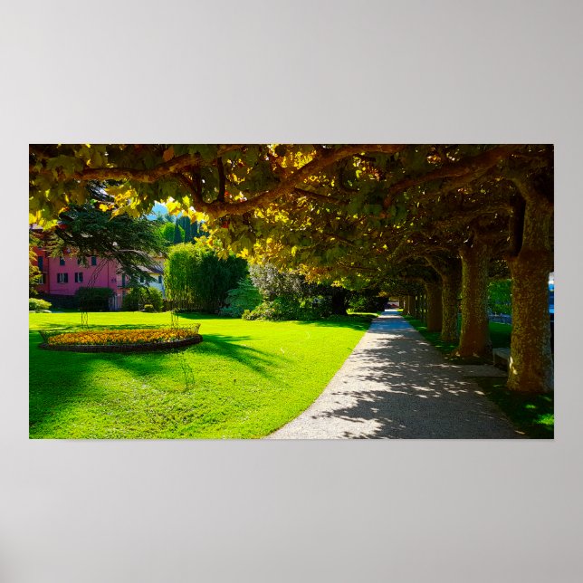 Póster Otoño del paseo del lago Como Bellagio en Italia (Frente)