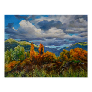 Póster Otoño dorado en las montañas