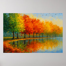 Póster Otoño en el paisaje de Nueva Inglaterra