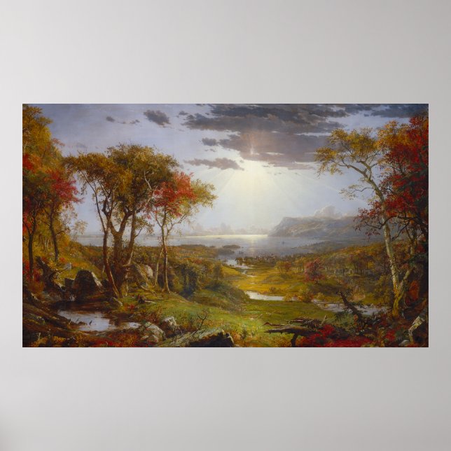Póster Otoño en el río Hudson por Francis Cropsey (Frente)