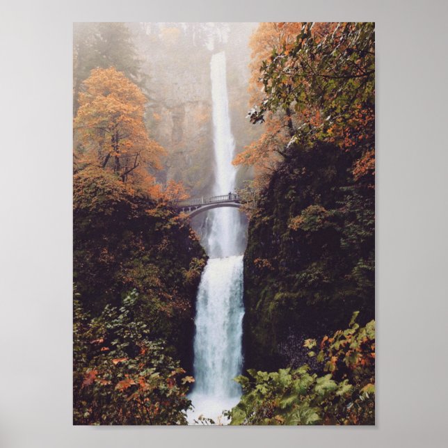Póster Otoño en las cataratas de Multnomah, Oregón (Frente)
