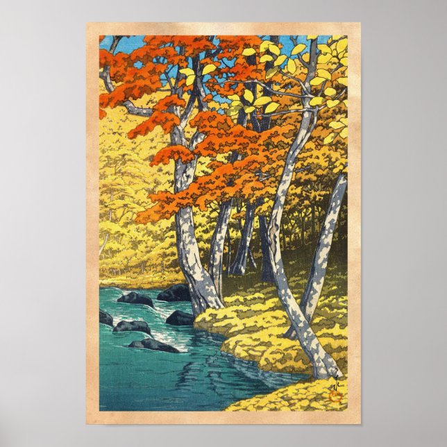 Póster Otoño en Oirase Hasui Kawase paisaje shin hanga (Frente)