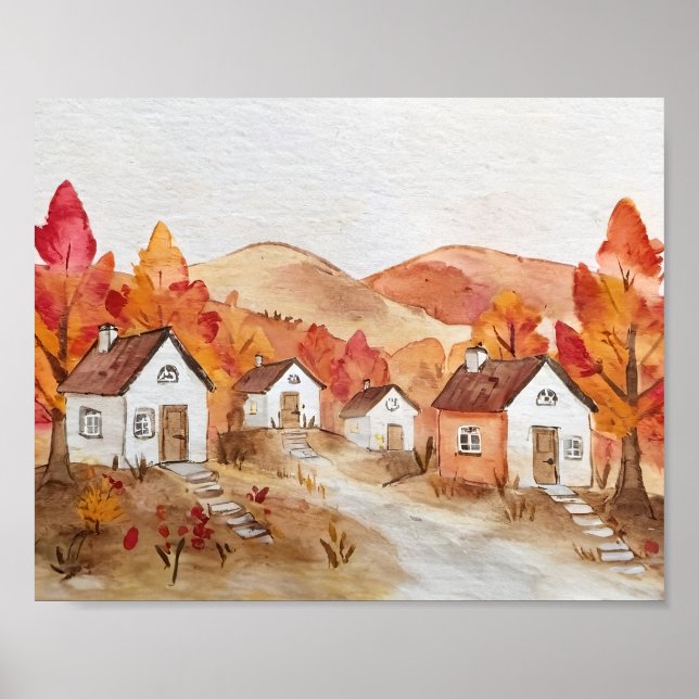 Póster Otoño en Virginia Watercolor (Frente)
