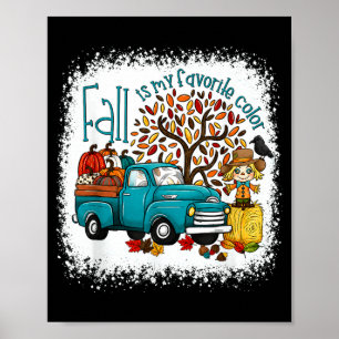 Póster Otoño Es Mi Color Favorito Camión De Calabaza Otoñ